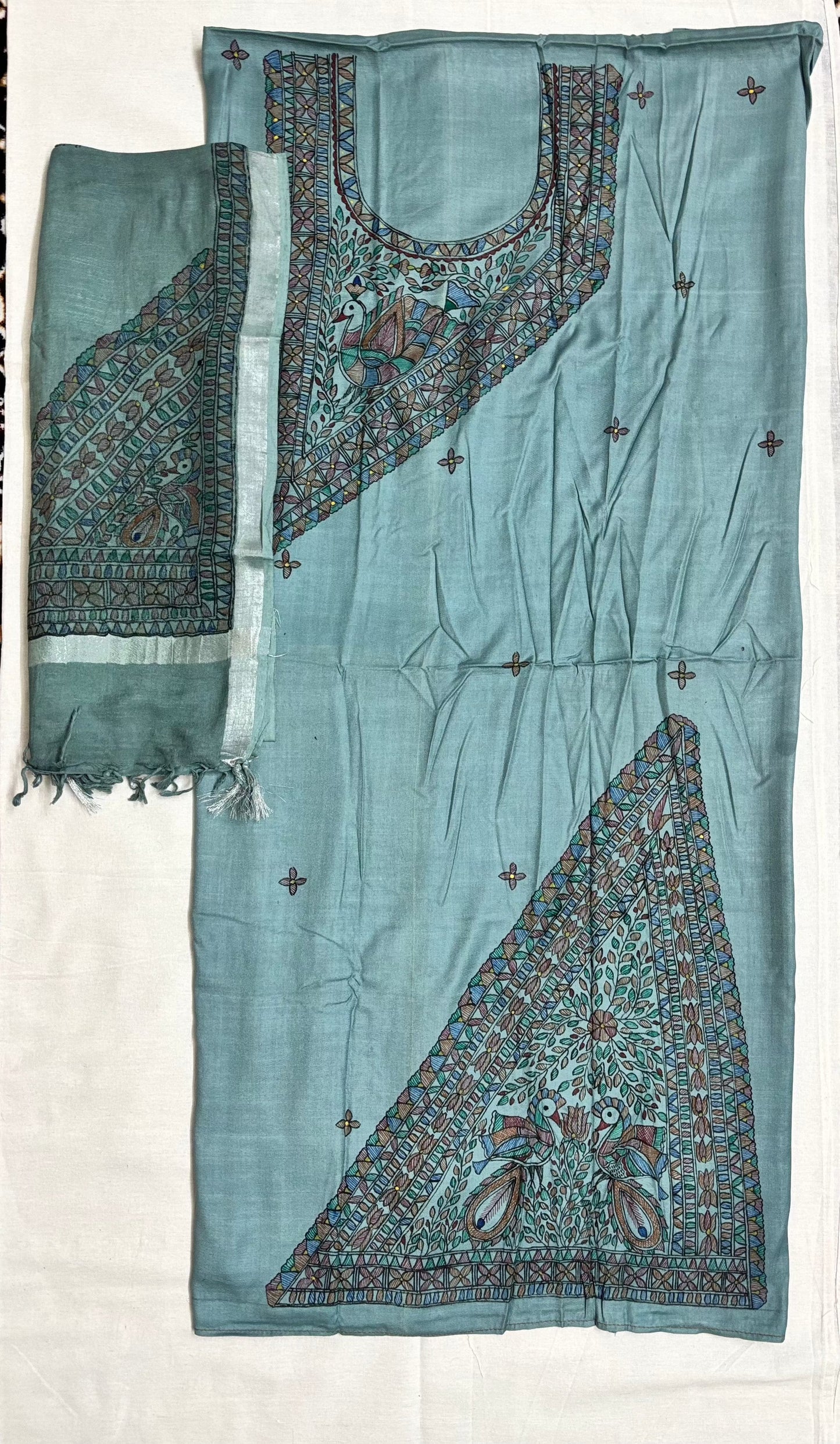 Madhubani Semi Tassar 2 piece Suit Set