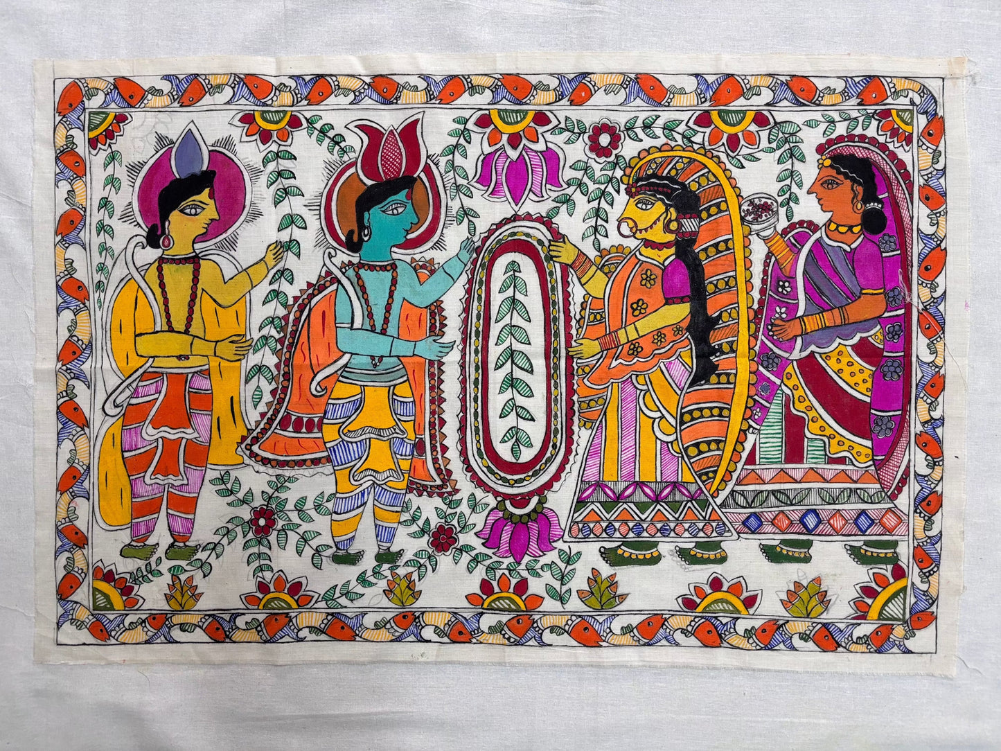 Shubhmangal Kshan - Hand-Painted Madhubani Poster