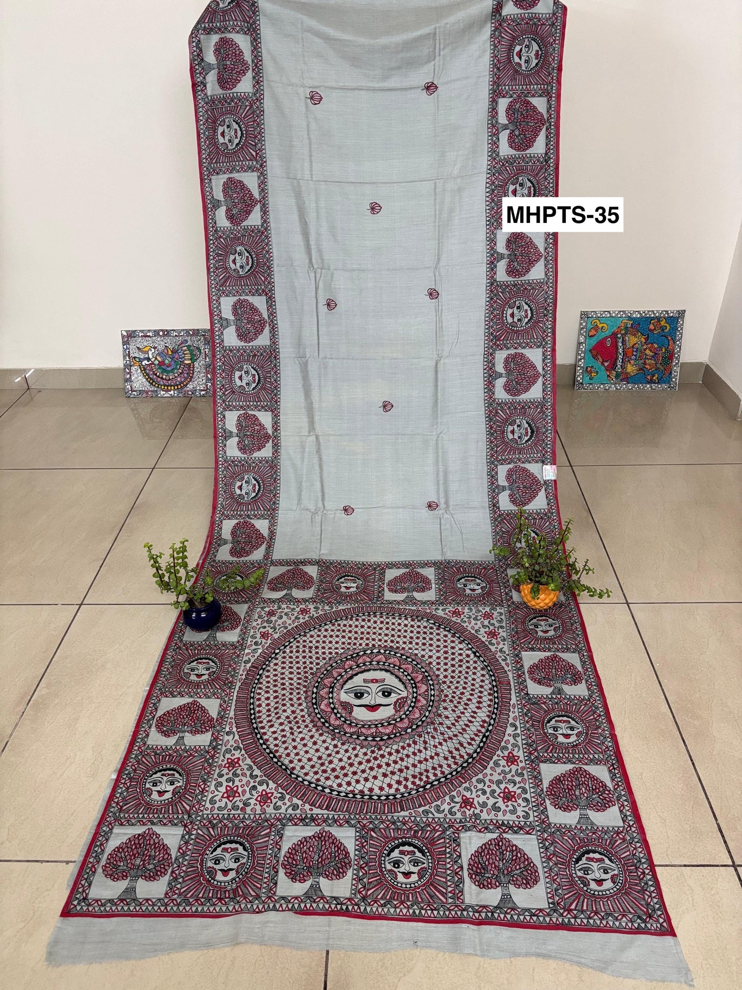 Arav Ethnics MADHUBANI HAND-PAINTED TASSAR SILK SAREE