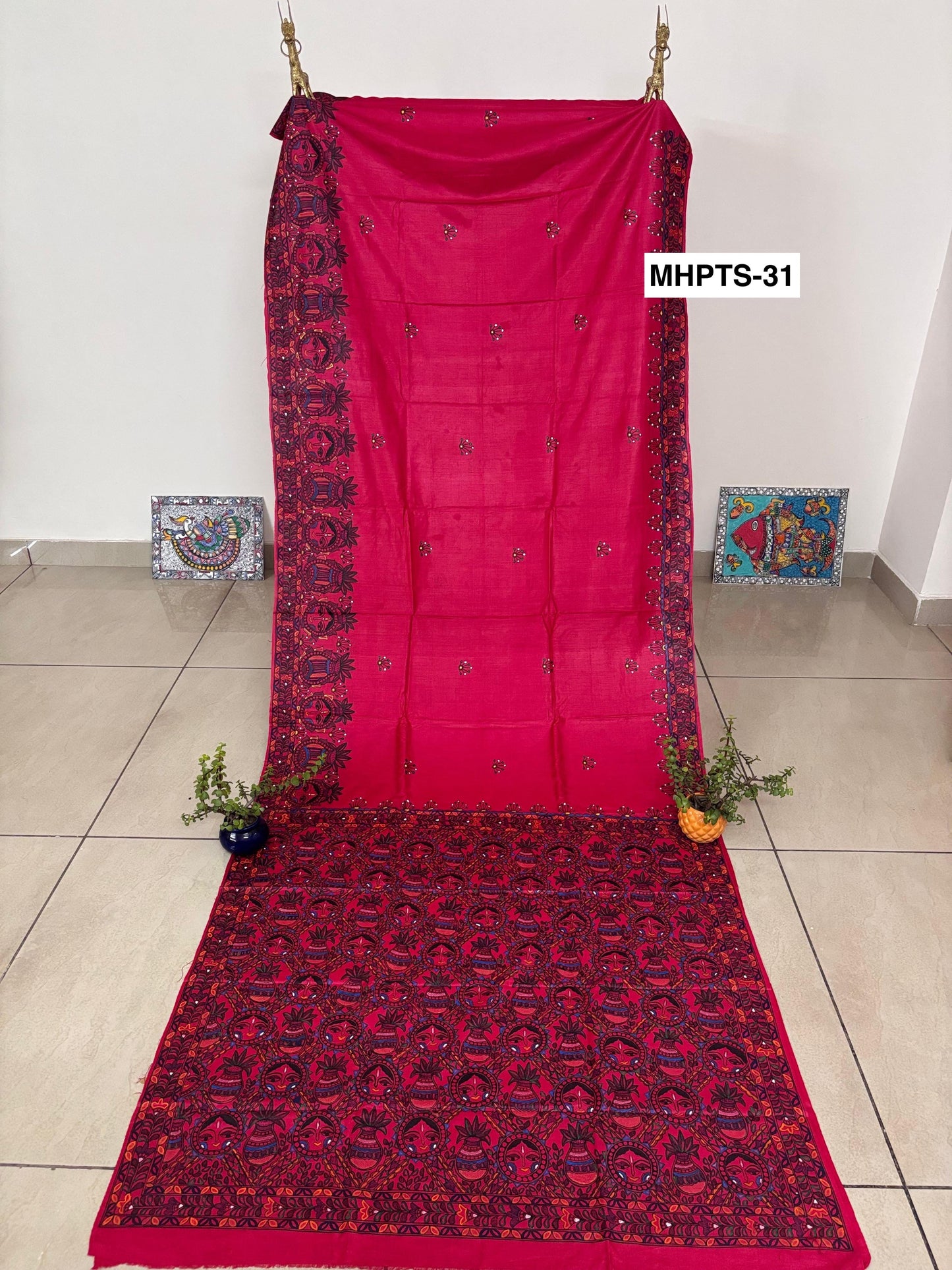 Arav Ethnics MADHUBANI HAND-PAINTED TASSAR SILK SAREE