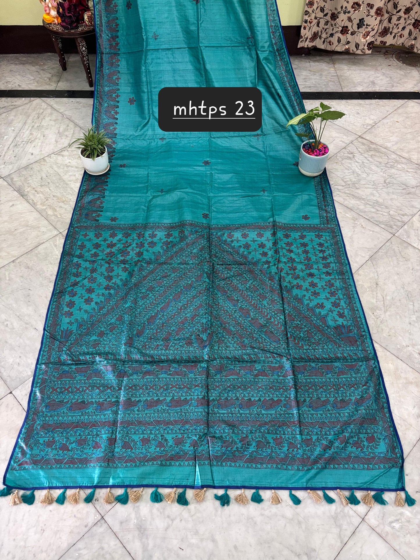 Arav Ethnics MADHUBANI HAND-PAINTED TASSAR SILK SAREE