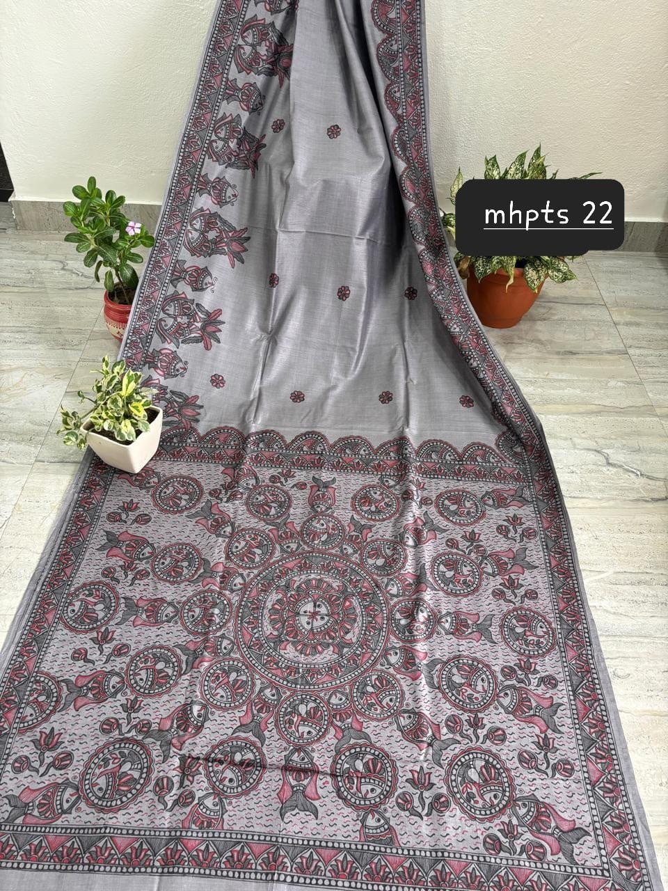 Arav Ethnics MADHUBANI HAND-PAINTED TASSAR SILK SAREE