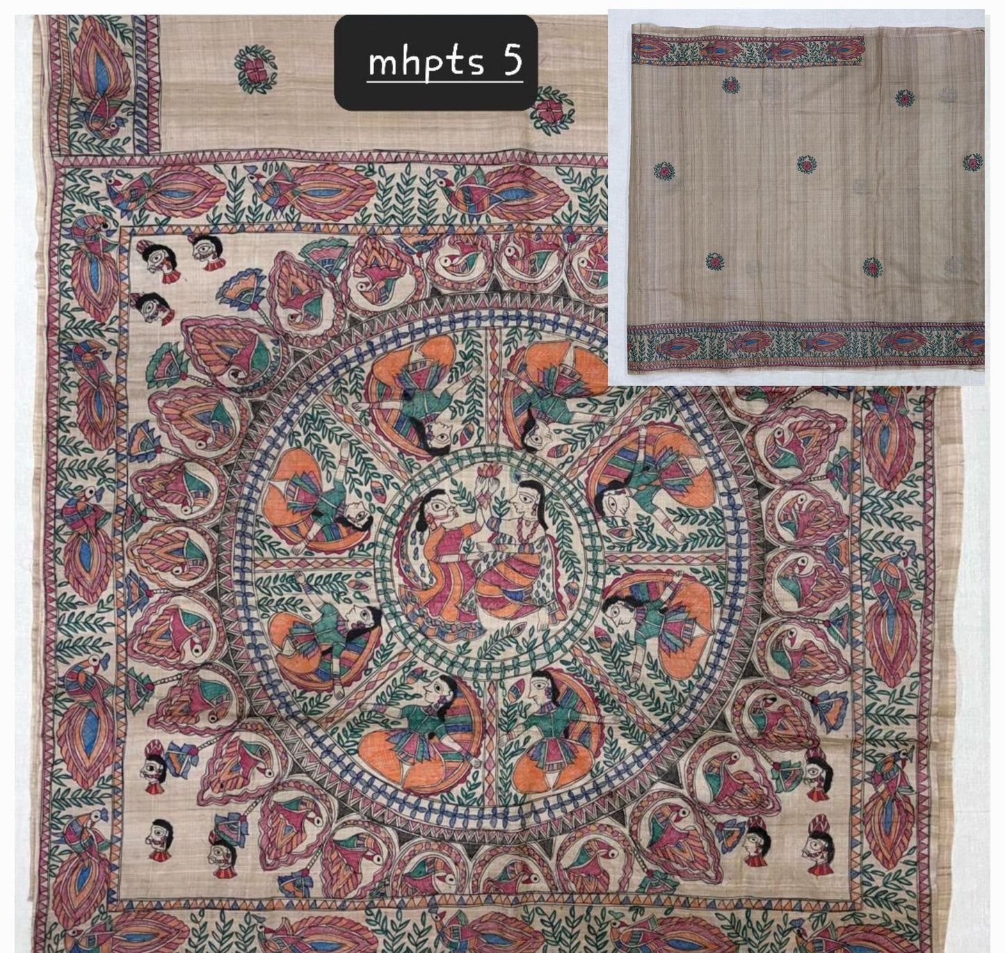 Arav Ethnics MADHUBANI HAND-PAINTED TASSAR SILK SAREE