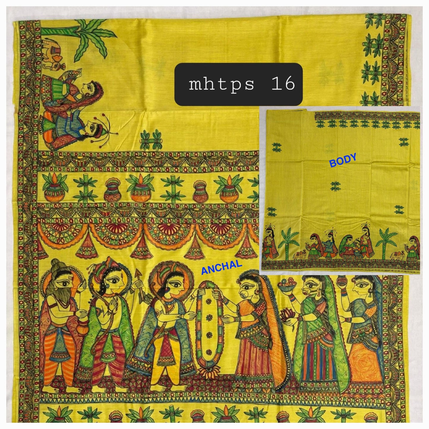 Arav Ethnics MADHUBANI HAND-PAINTED TASSAR SILK SAREE