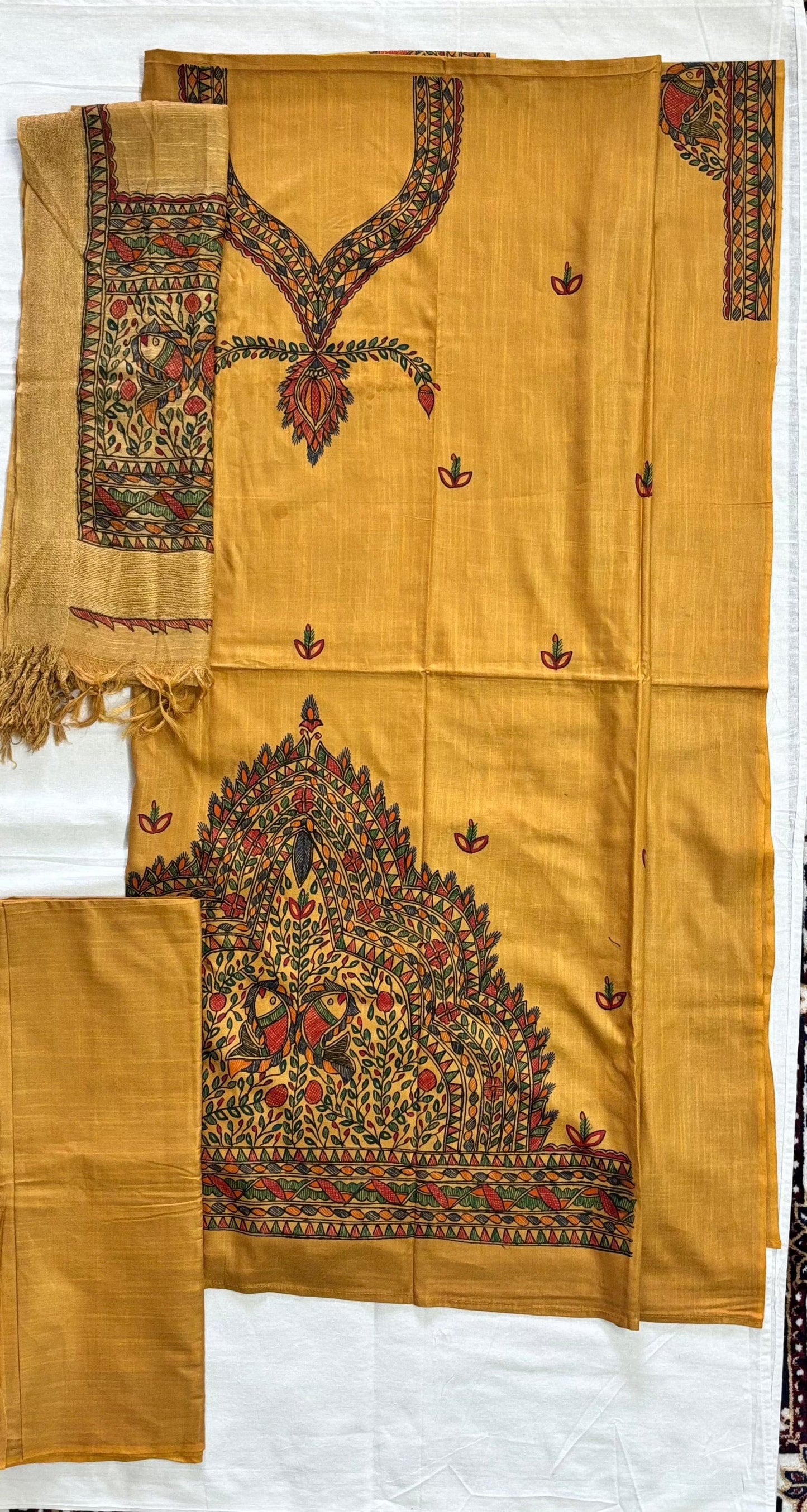 Arav Ethnics Madhubani Semi Tassar 3 piece Suit Set