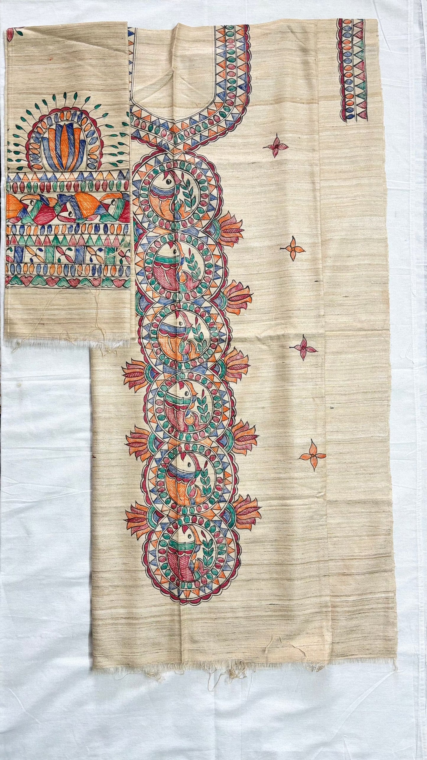 Arav Ethnics Madhubani Tassar Ghicha Suit Set