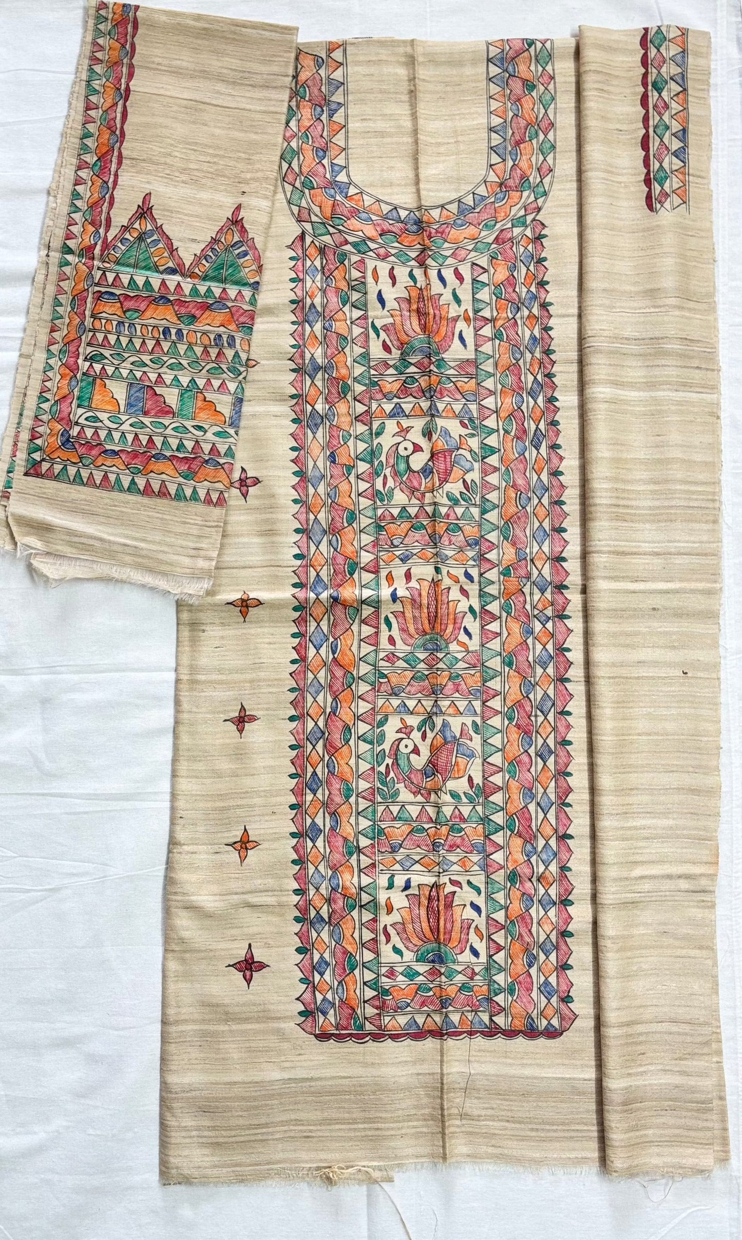 Arav Ethnics Madhubani Tassar Ghicha Suit Set