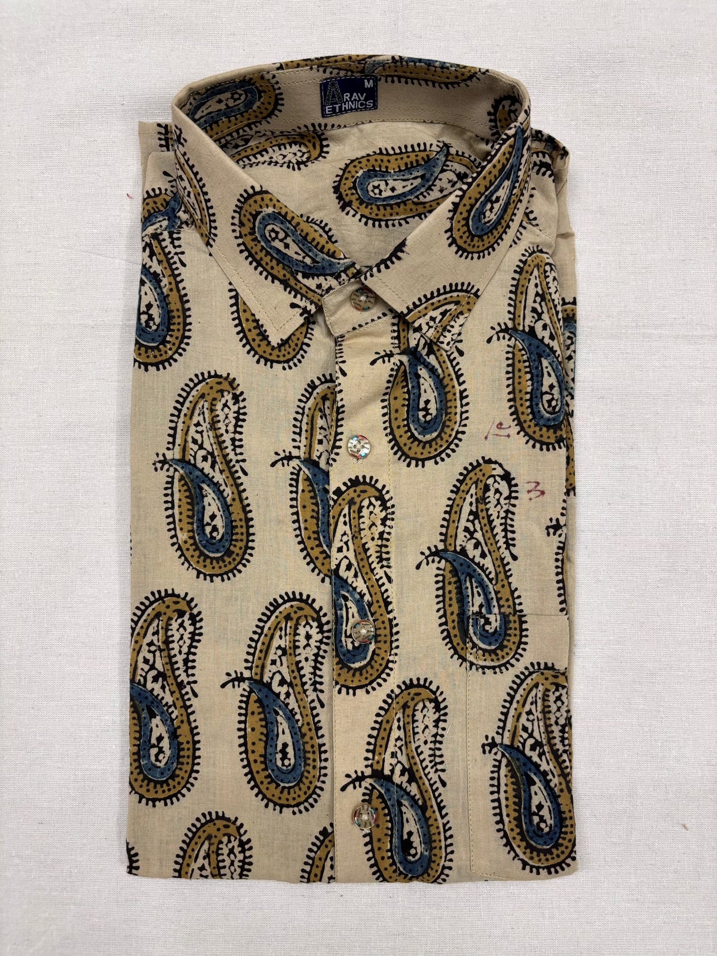 Arav Ethnics Men’s Ajrakh Cotton Shirt – Full Sleeve