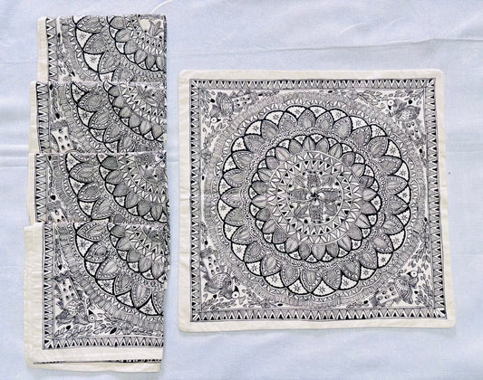 Mithila Calm - Madhubani Hand-Painted Cushion Covers