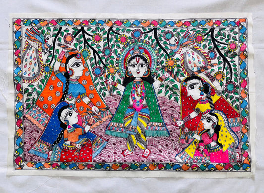 Raas Mahotsav – Hand-Painted Madhubani Poster