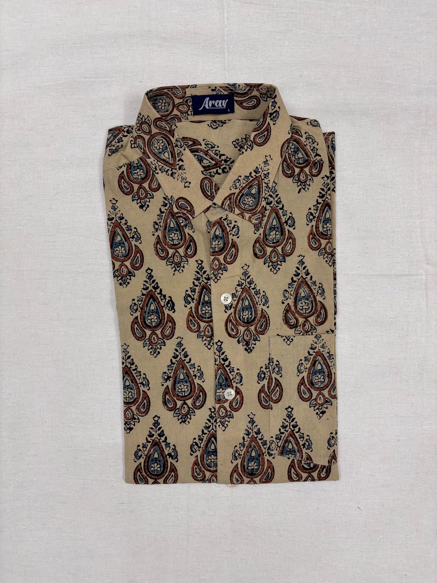 Men’s Ajrakh Cotton Shirt – Full Sleeve