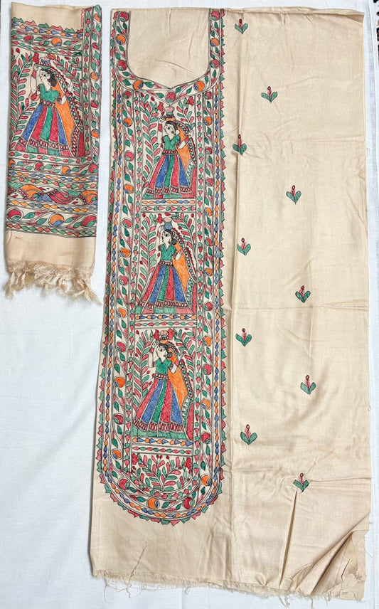 Madhubani Semi Tassar 2 piece Suit Set