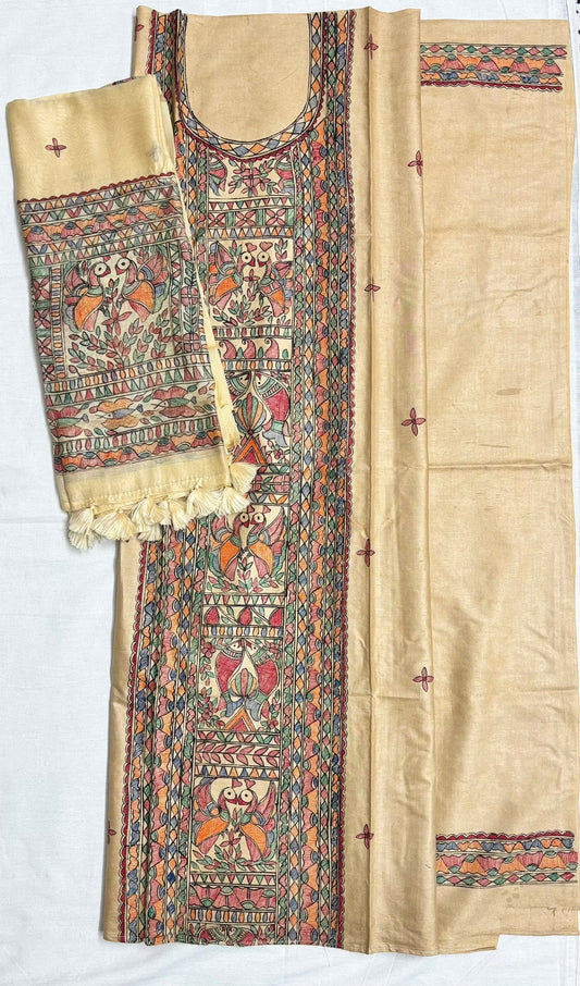 Madhubani Semi Tassar 2 piece Suit Set