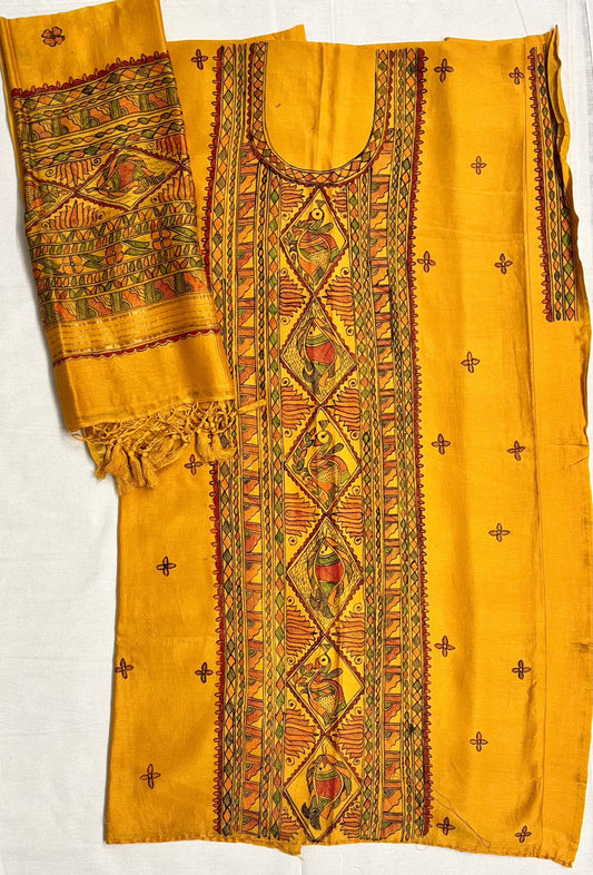 Madhubani Semi Tassar 2 piece Suit Set
