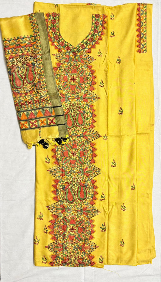 Madhubani Semi Tassar 2 piece Suit Set