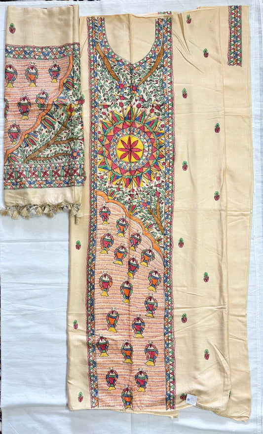 Madhubani Semi Tassar 2 piece Suit Set