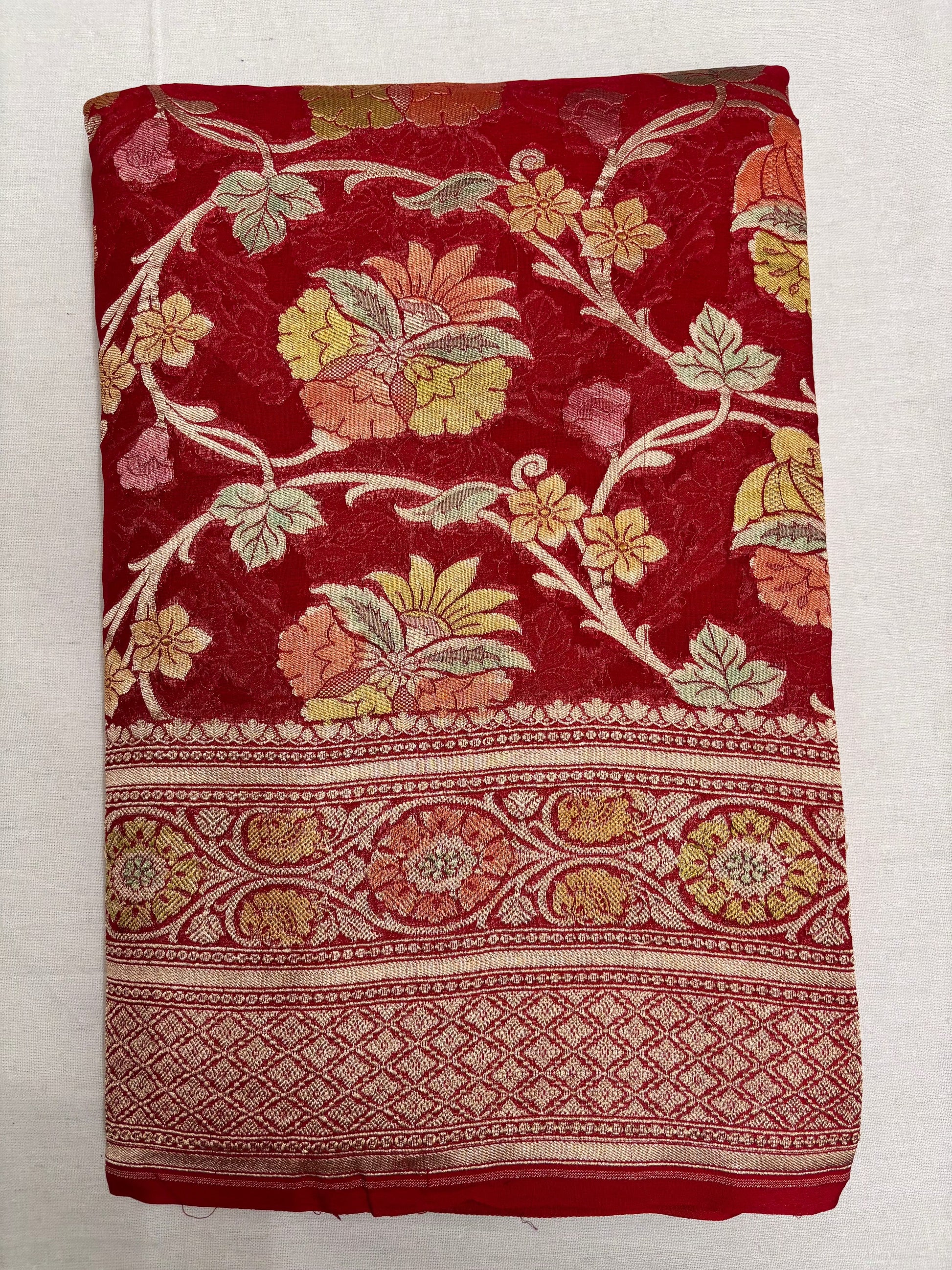 Arav Ethnics Embroided Khaddi Georgette Benarasi