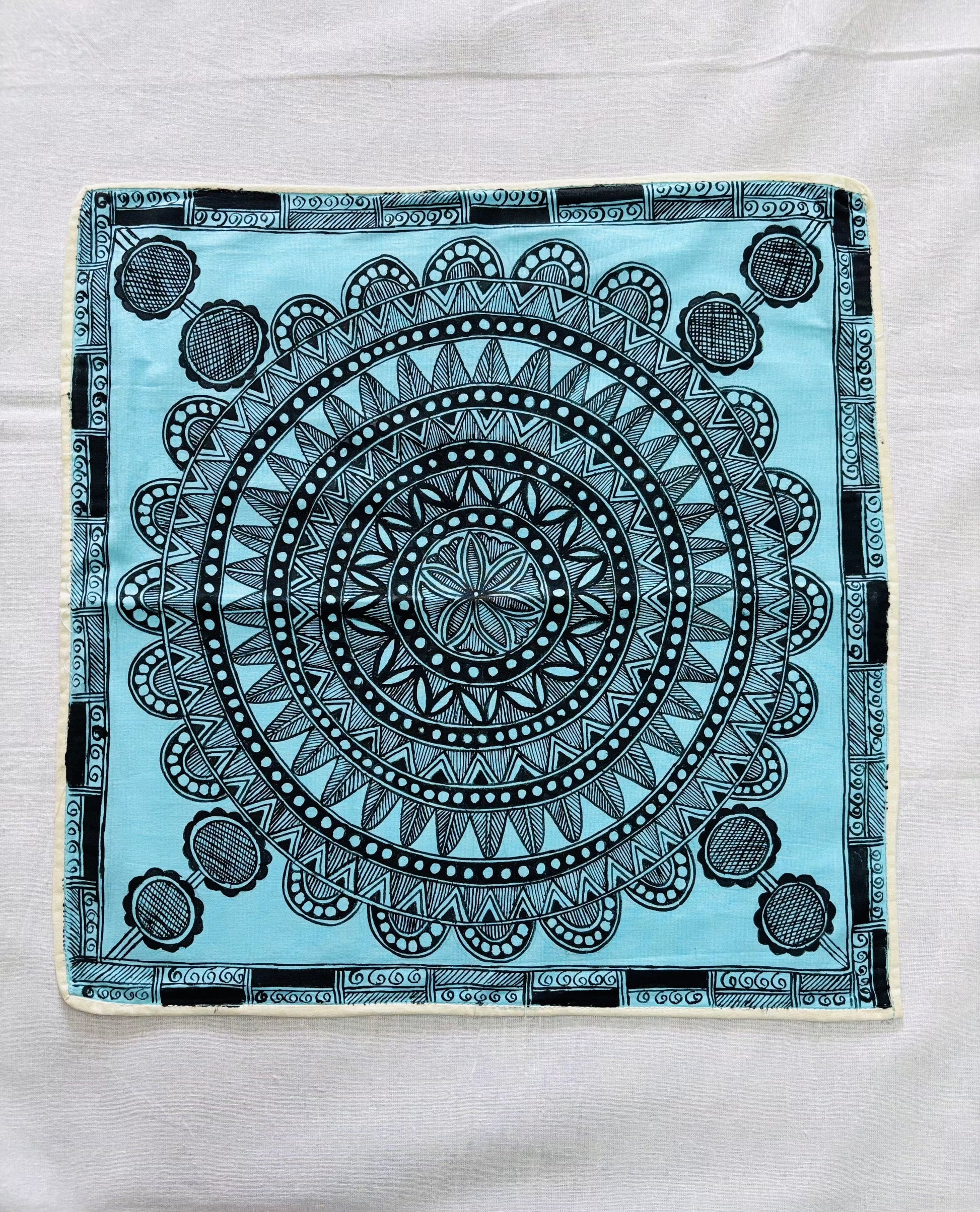 Arav Ethnics  Kachni Royale – Madhubani Hand-Painted Cushion Covers