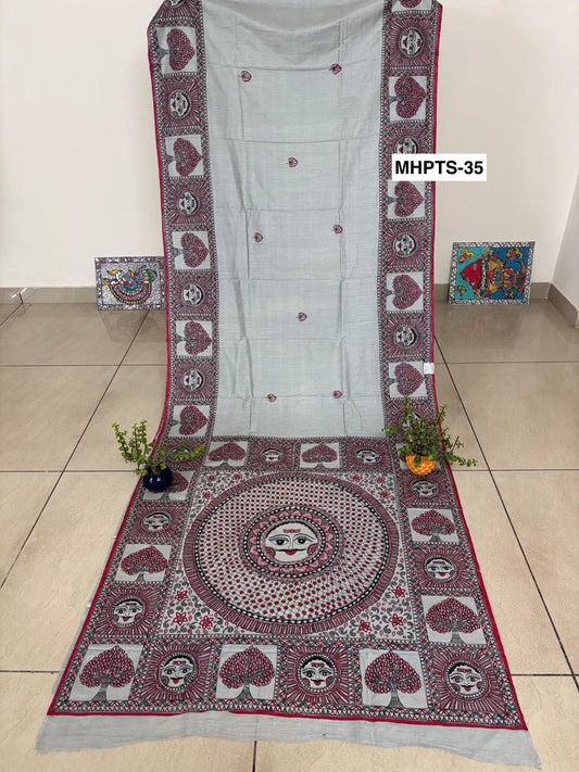 Arav Ethnics MADHUBANI HAND-PAINTED TASSAR SILK SAREE