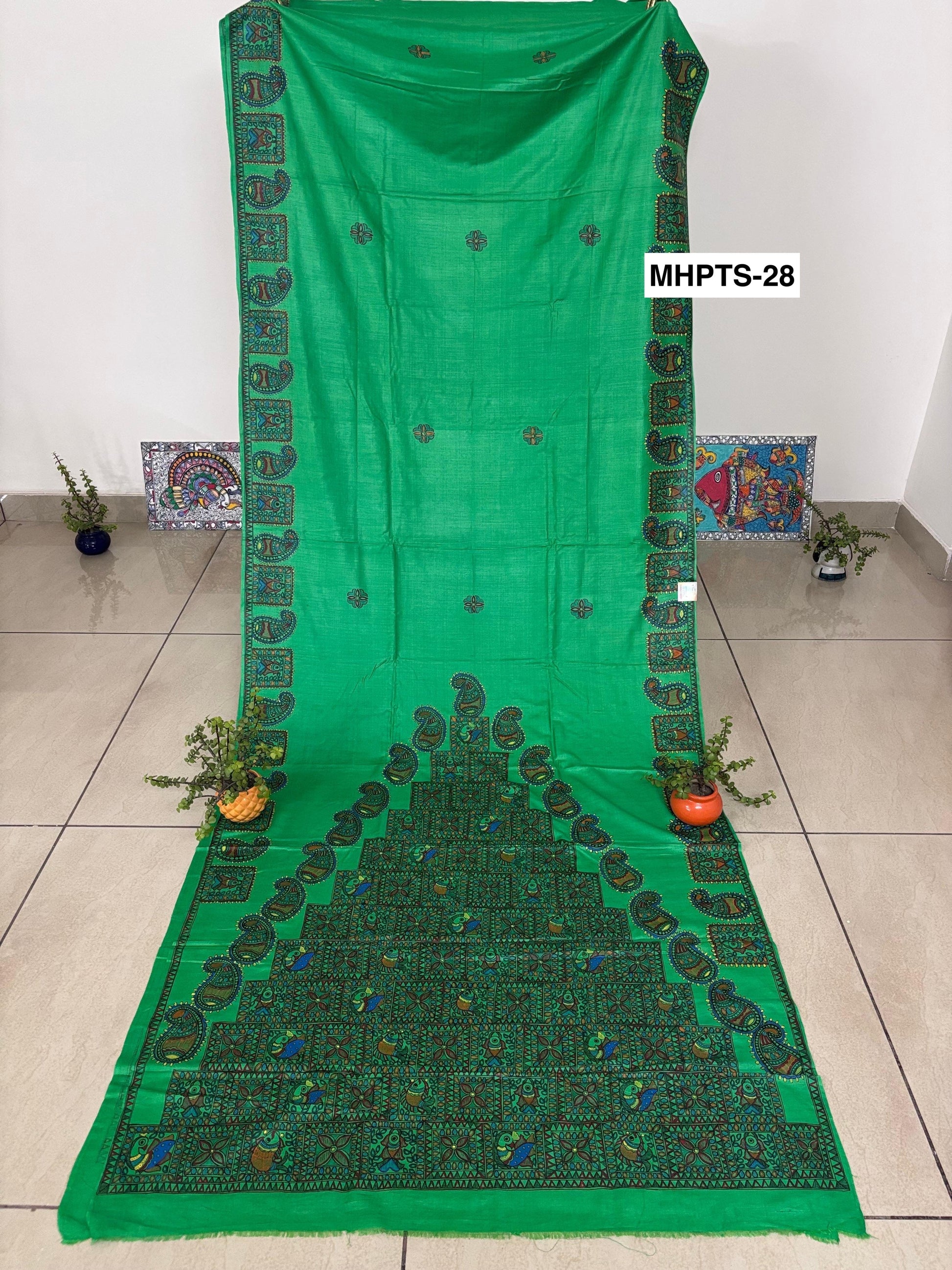 Arav Ethnics MADHUBANI HAND-PAINTED TASSAR SILK SAREE