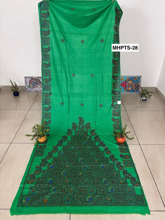 Arav Ethnics MADHUBANI HAND-PAINTED TASSAR SILK SAREE