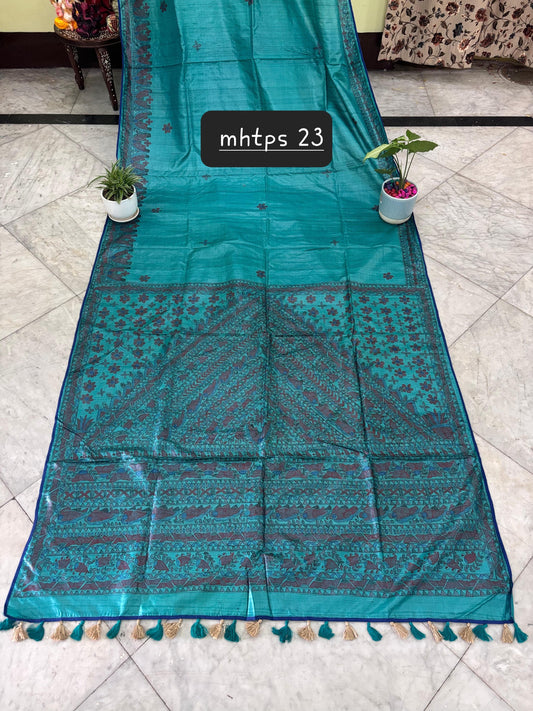 Arav Ethnics MADHUBANI HAND-PAINTED TASSAR SILK SAREE