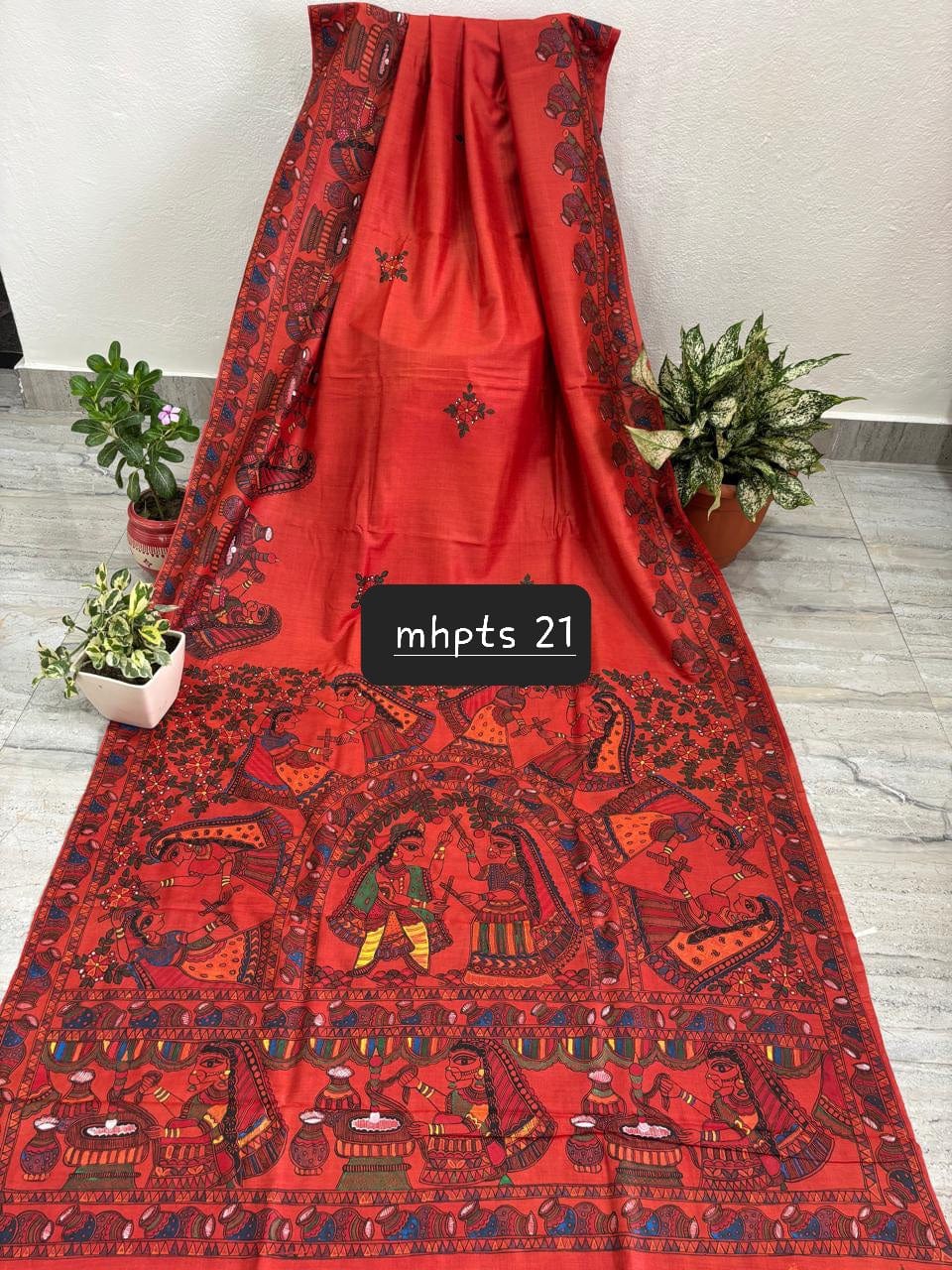 Arav Ethnics MADHUBANI HAND-PAINTED TASSAR SILK SAREE