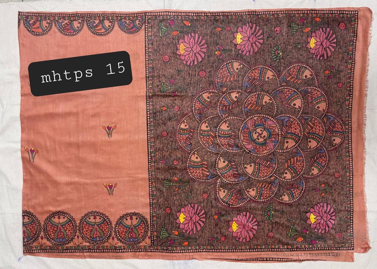 Arav Ethnics MADHUBANI HAND-PAINTED TASSAR SILK SAREE