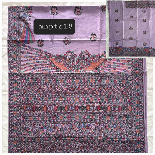 Arav Ethnics MADHUBANI HAND-PAINTED TASSAR SILK SAREE