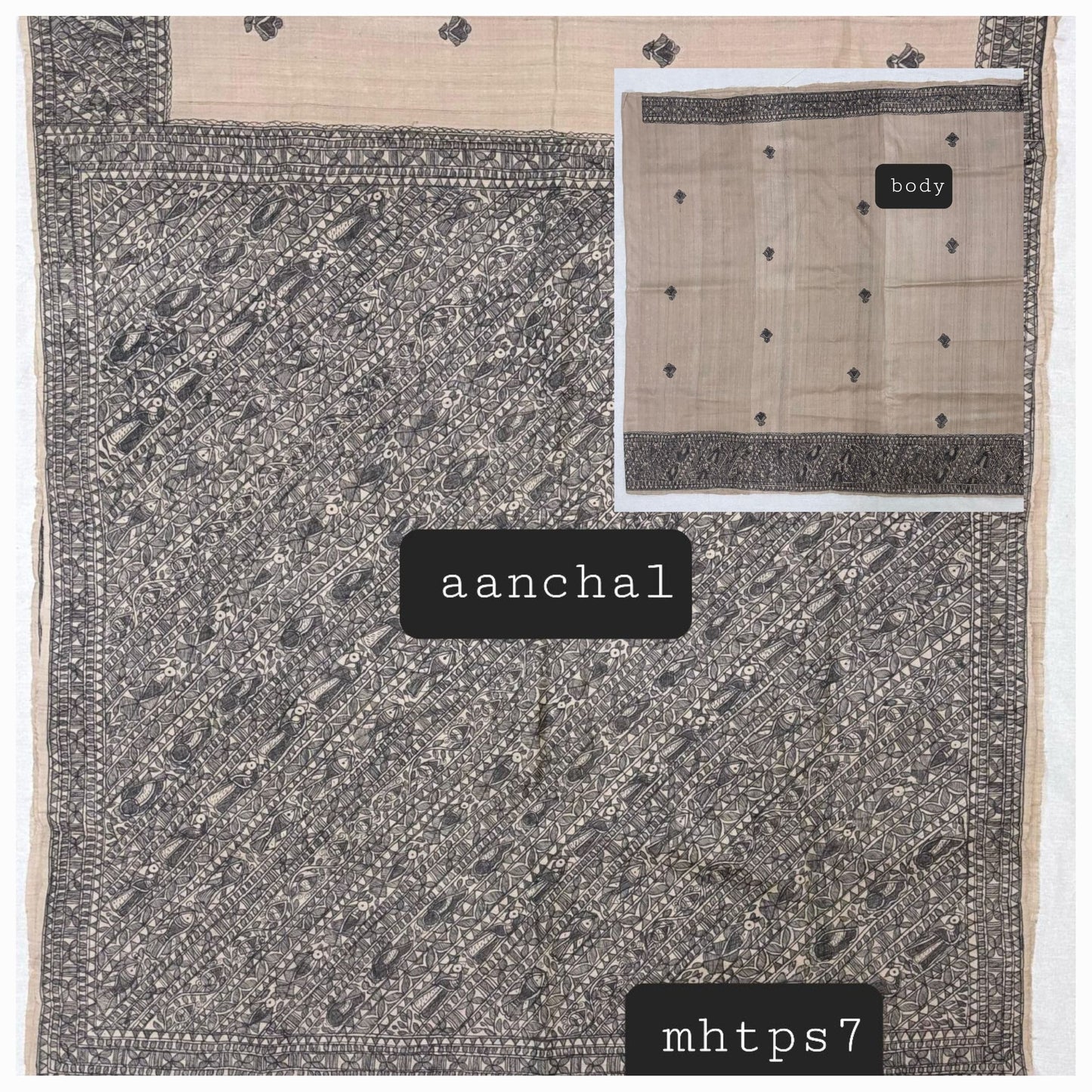 Arav Ethnics MADHUBANI HAND-PAINTED TASSAR SILK SAREE