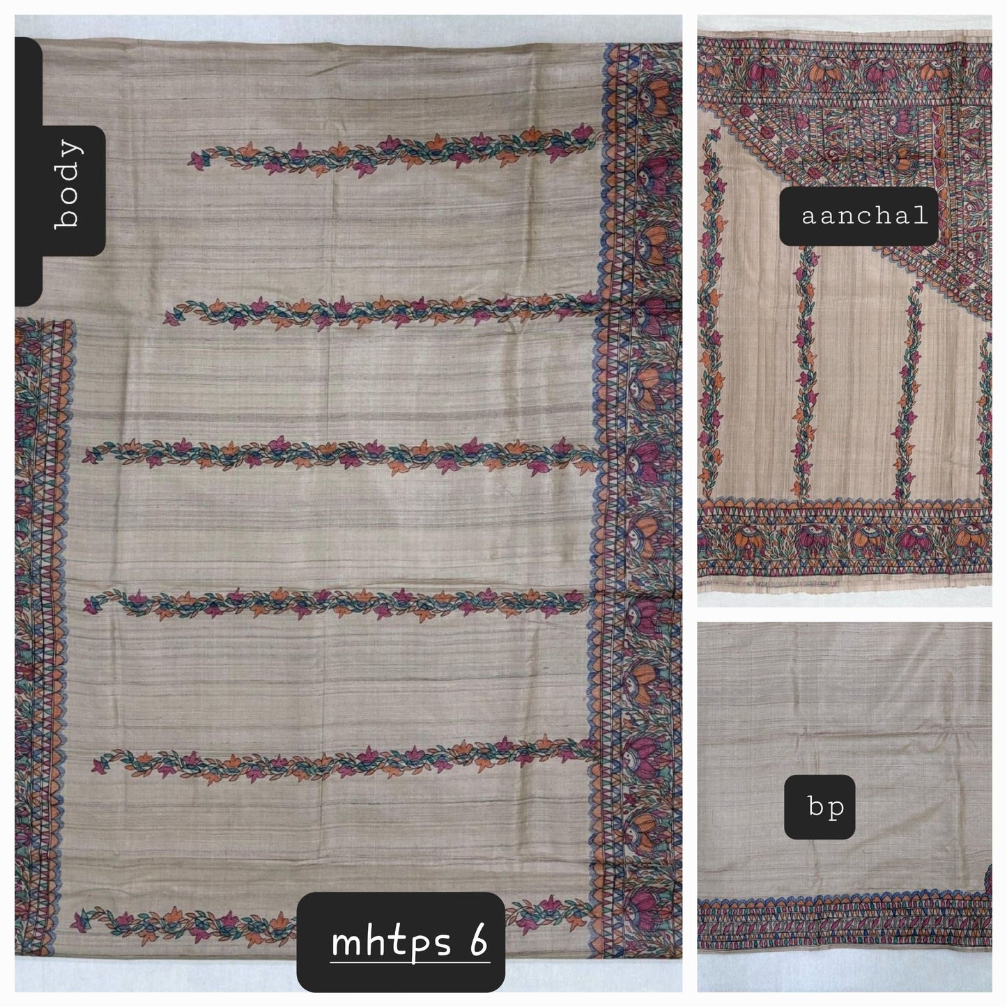 Arav Ethnics MADHUBANI HAND-PAINTED TASSAR SILK SAREE