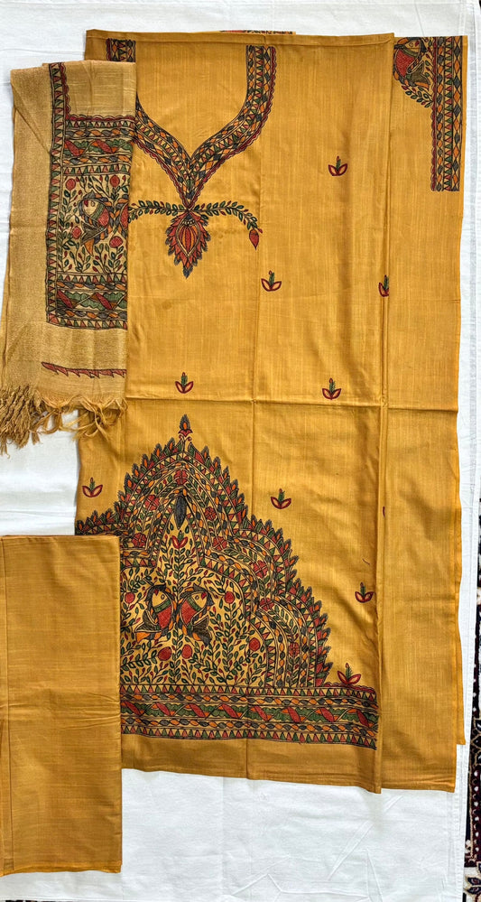 Arav Ethnics Madhubani Semi Tassar 3 piece Suit Set