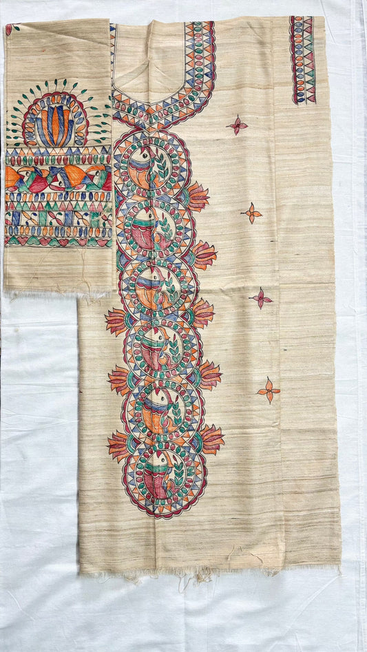 Arav Ethnics Madhubani Tassar Ghicha Suit Set