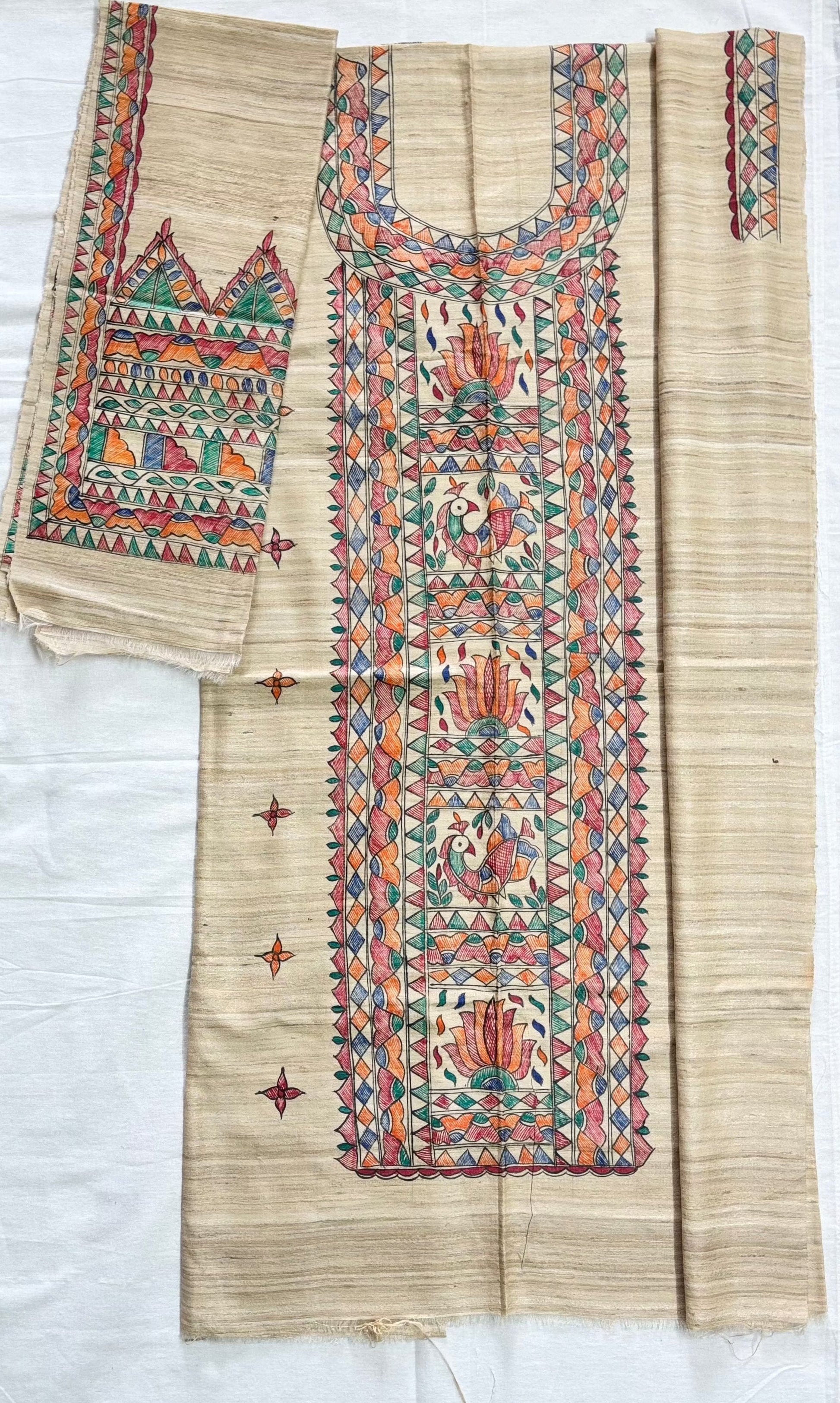 Arav Ethnics Madhubani Tassar Ghicha Suit Set