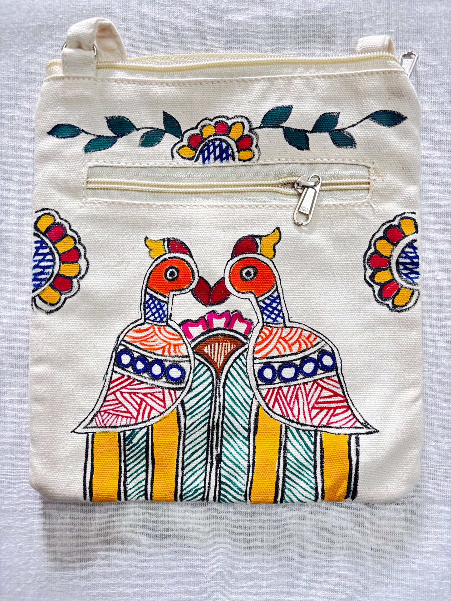 Arav Ethnics  Mayur Maitri – Hand-Painted Madhubani Sling Bag