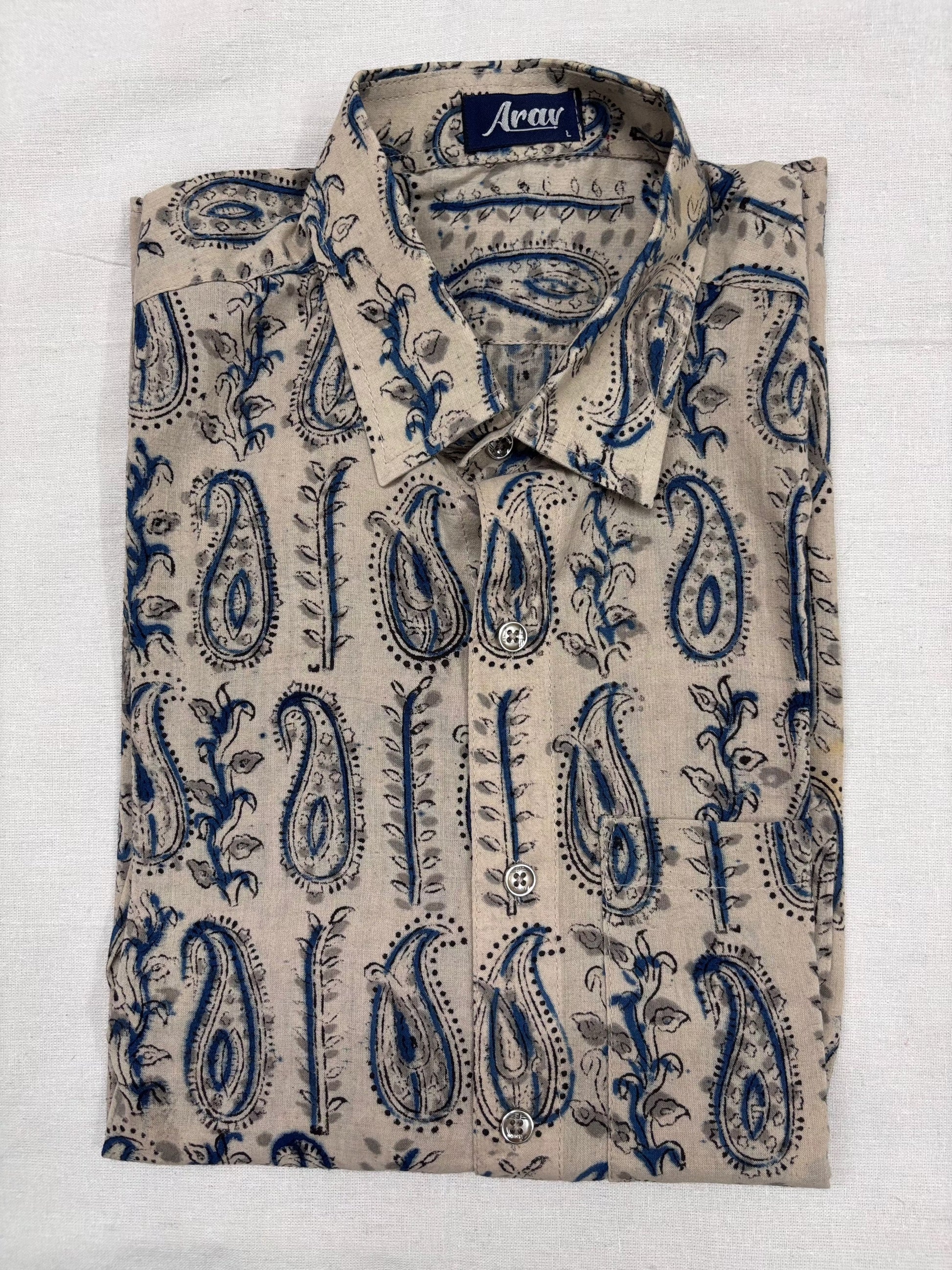 Arav Ethnics Men’s Ajrakh Cotton Shirt – Full Sleeve