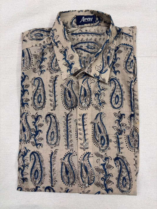 Arav Ethnics Men’s Ajrakh Cotton Shirt – Full Sleeve