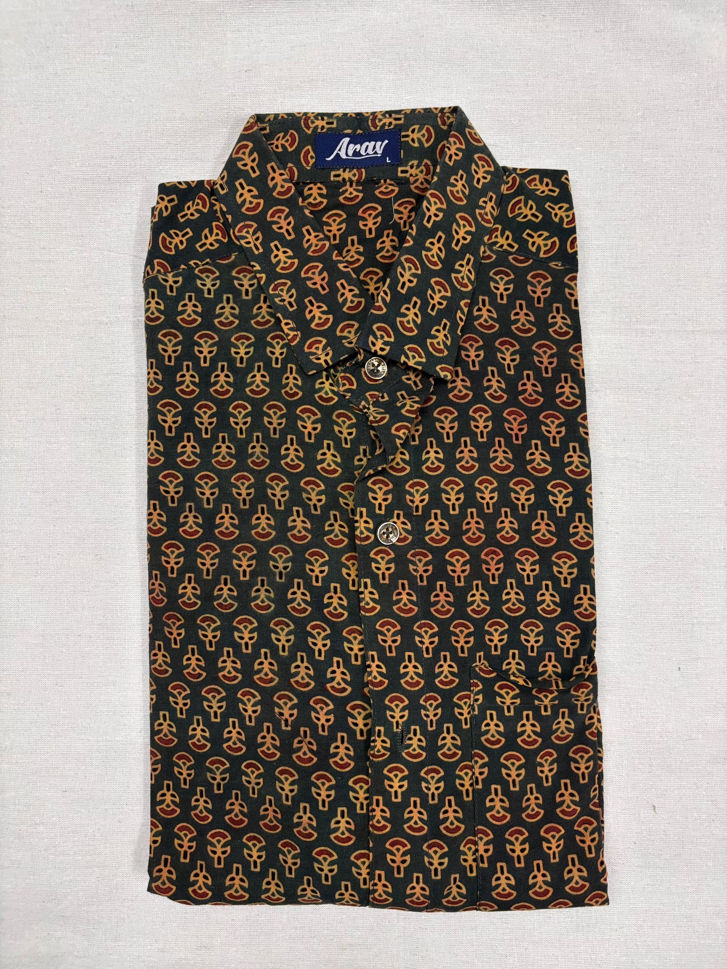 Arav Ethnics Men’s Ajrakh Cotton Shirt – Full Sleeve