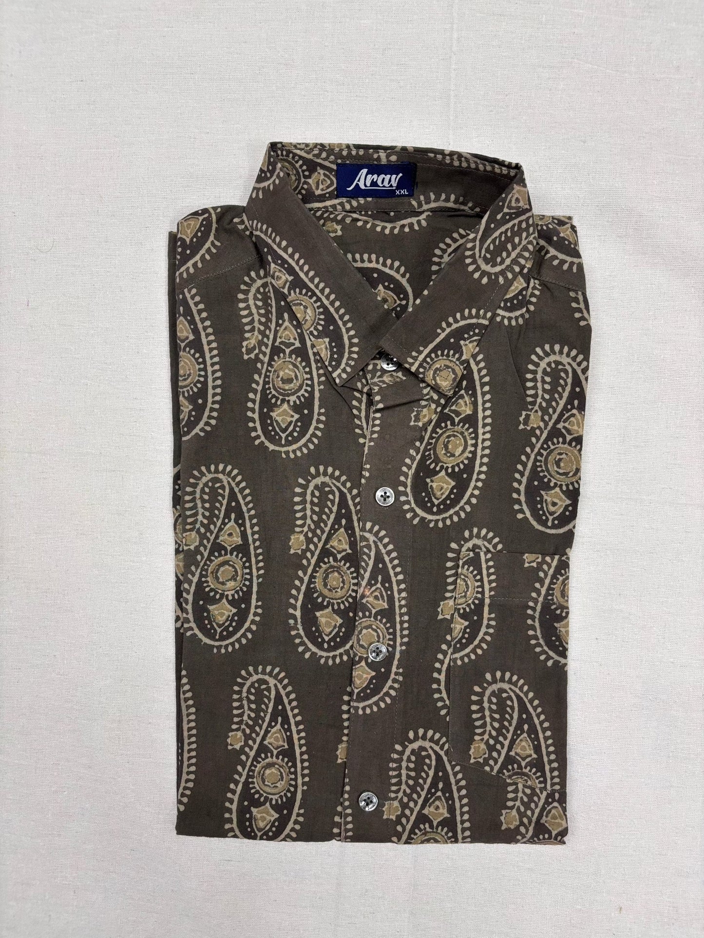 Arav Ethnics Men’s Ajrakh Cotton Shirt – Full Sleeve