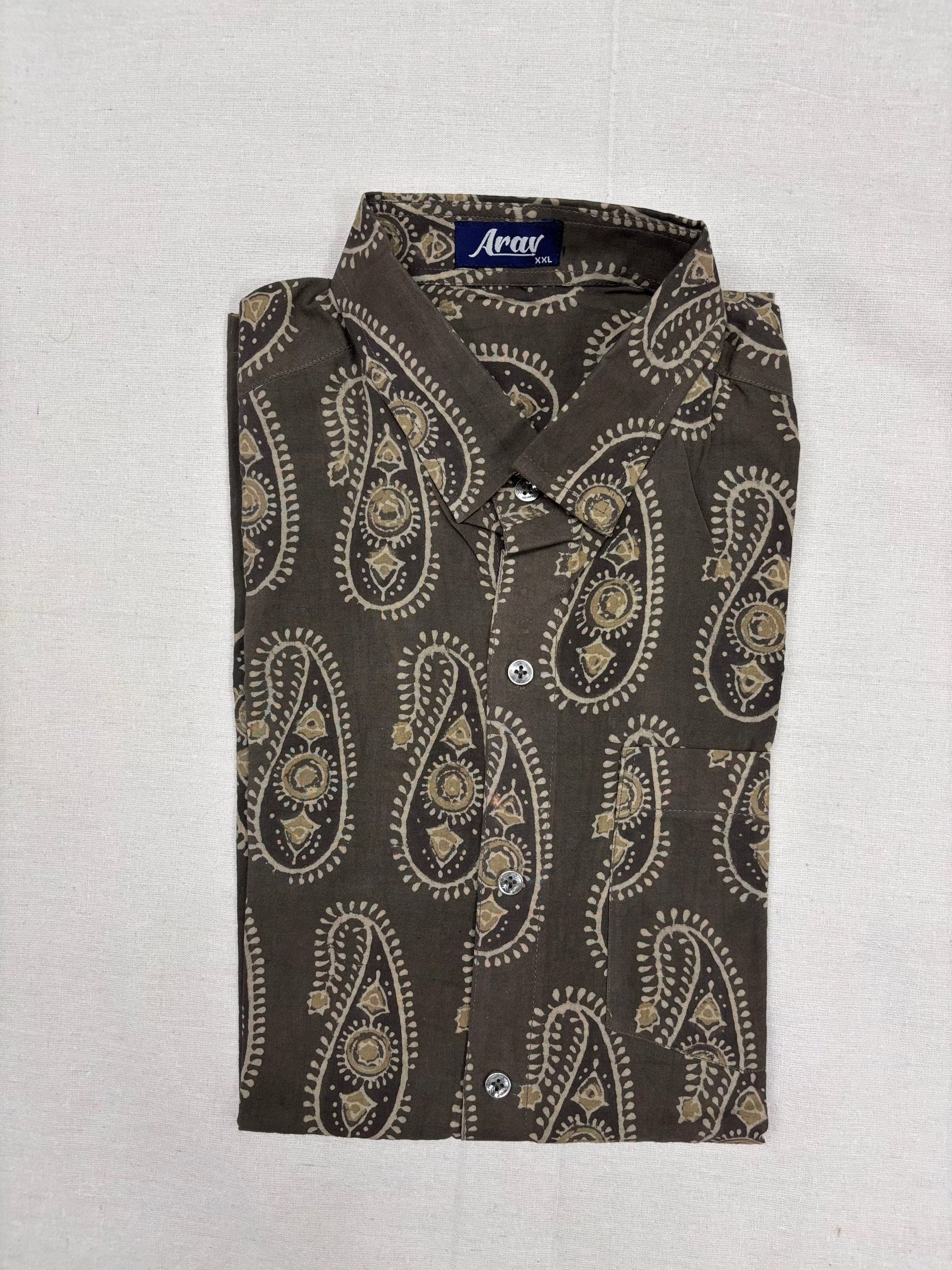 Arav Ethnics Men’s Ajrakh Cotton Shirt – Full Sleeve