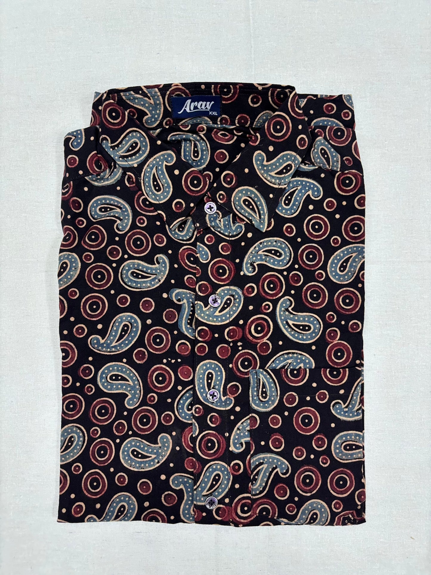 Arav Ethnics Men’s Ajrakh Cotton Shirt – Full Sleeve
