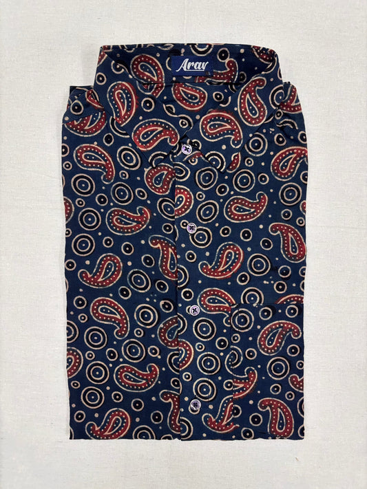 Arav Ethnics Men’s Ajrakh Cotton Shirt – Full Sleeve
