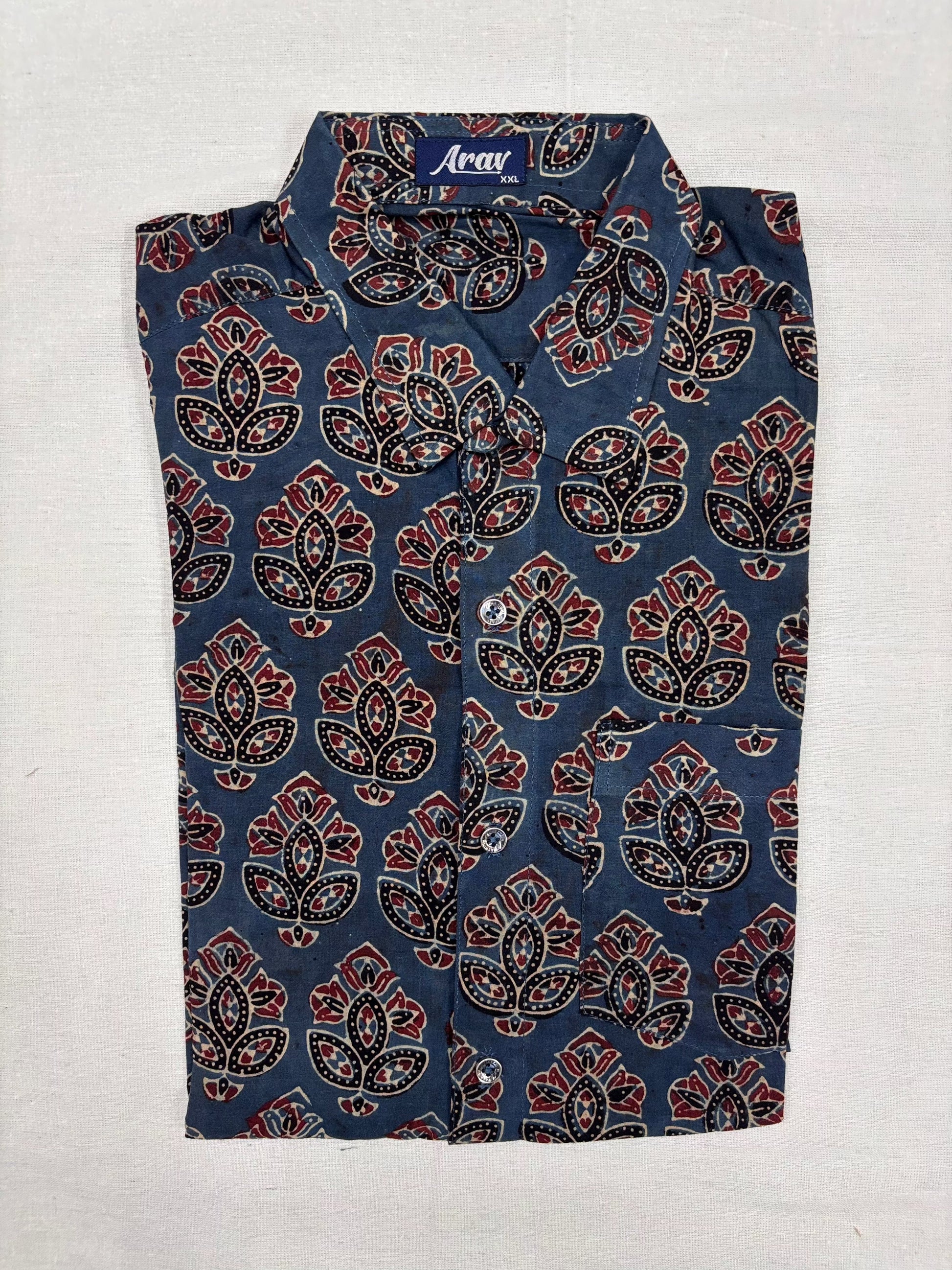 Arav Ethnics Men’s Ajrakh Cotton Shirt – Full Sleeve