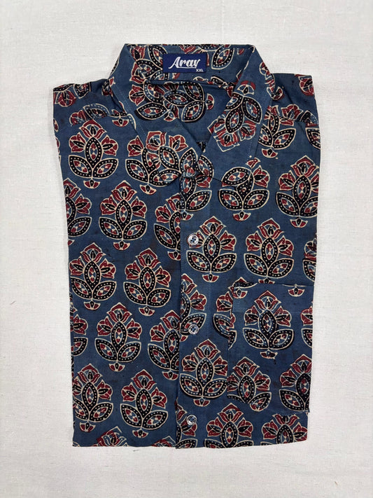 Arav Ethnics Men’s Ajrakh Cotton Shirt – Full Sleeve