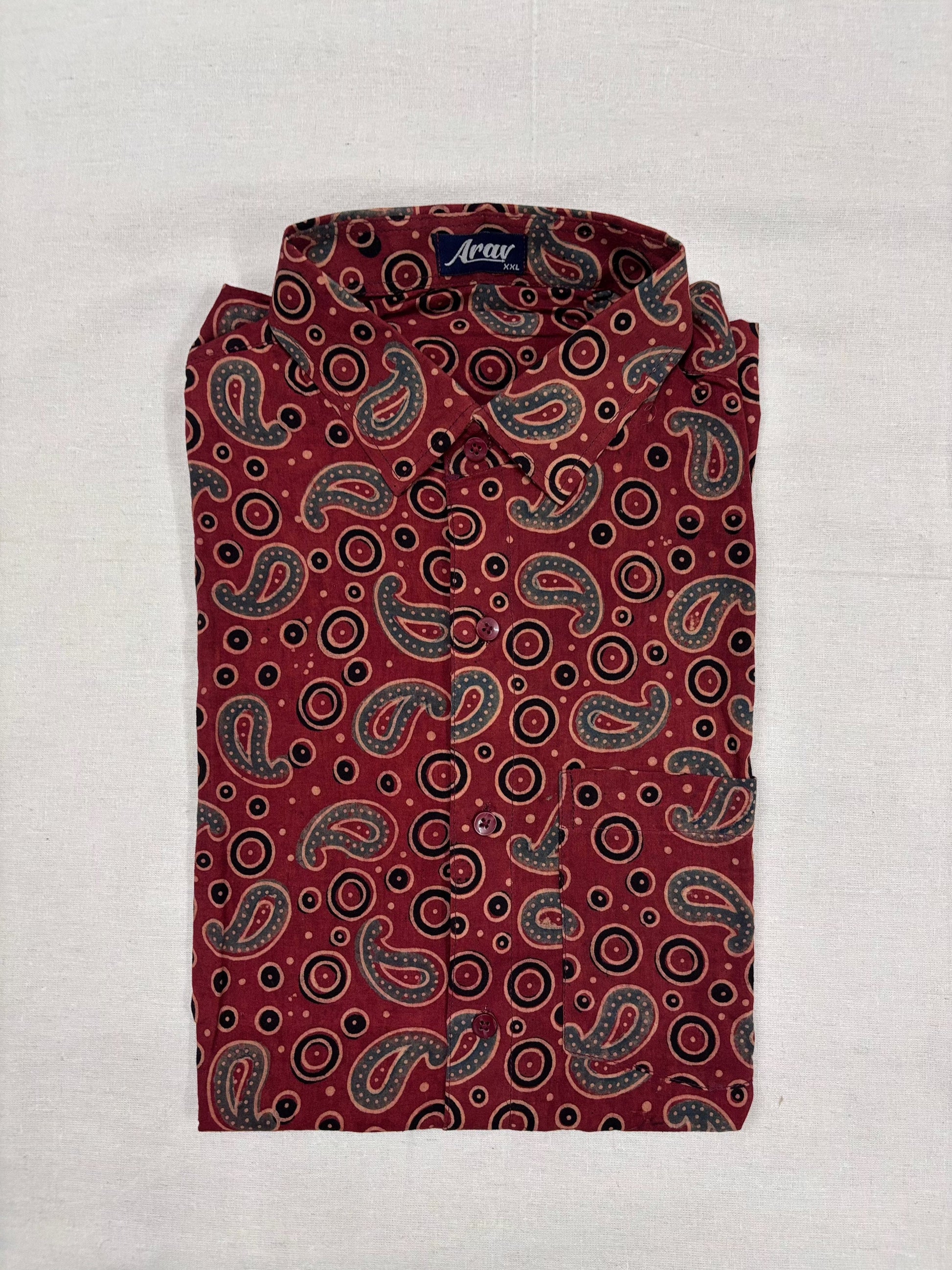 Arav Ethnics Men’s Ajrakh Cotton Shirt – Full Sleeve