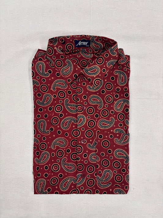 Arav Ethnics Men’s Ajrakh Cotton Shirt – Full Sleeve