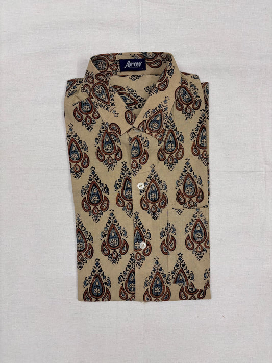 Arav Ethnics Men’s Ajrakh Cotton Shirt – Full Sleeve