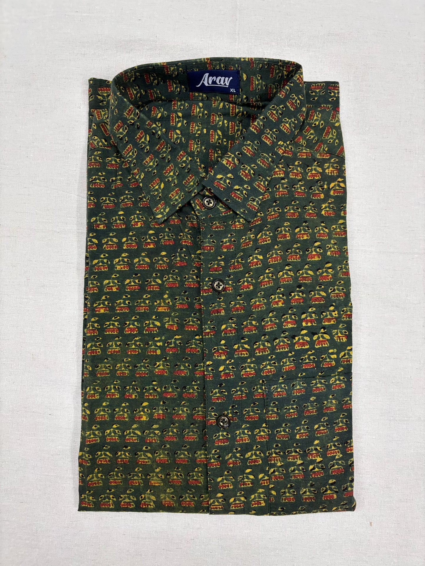 Arav Ethnics Men’s Ajrakh Cotton Shirt – Full Sleeve