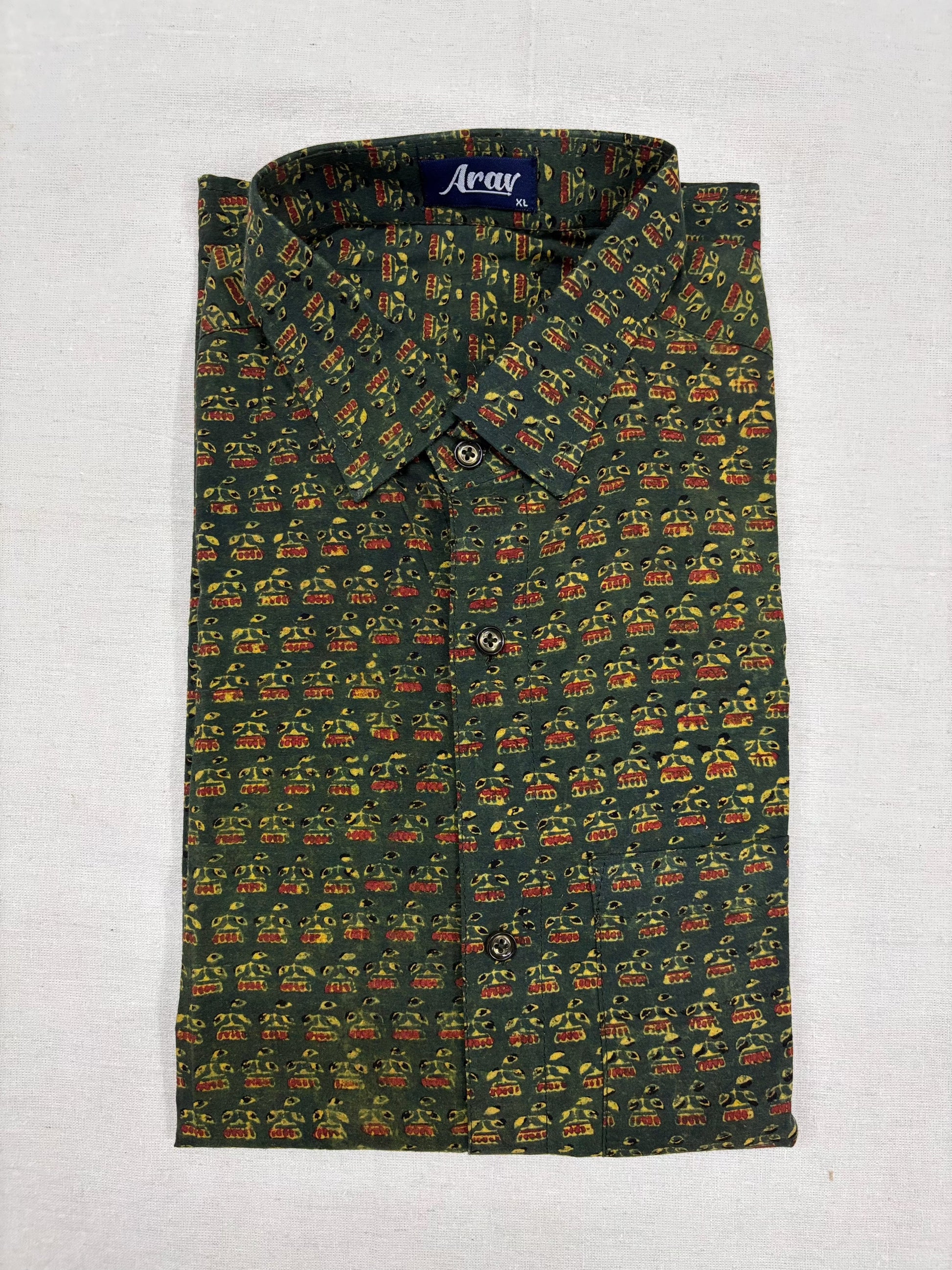 Arav Ethnics Men’s Ajrakh Cotton Shirt – Full Sleeve