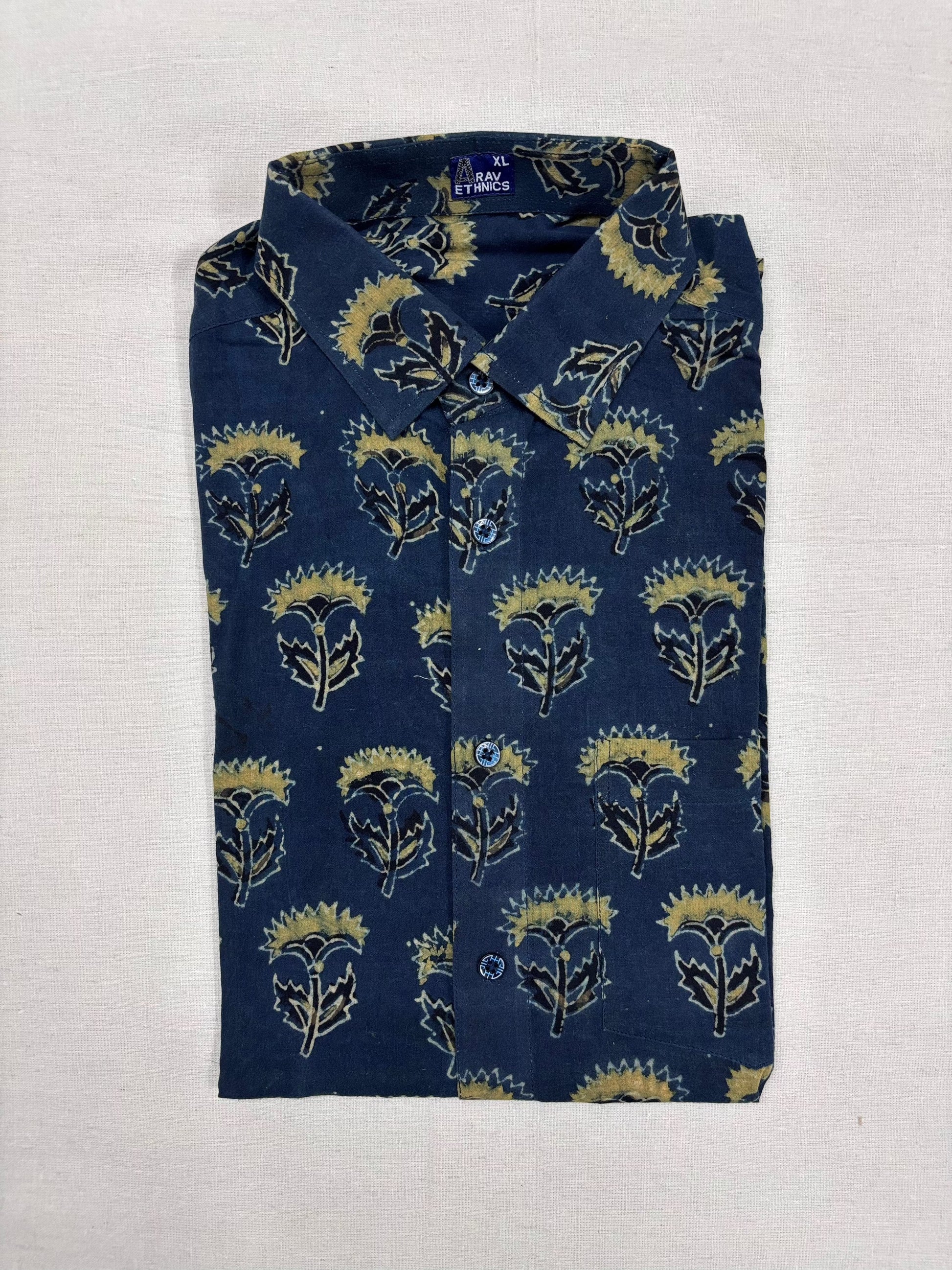 Arav Ethnics Men’s Ajrakh Cotton Shirt – Full Sleeve